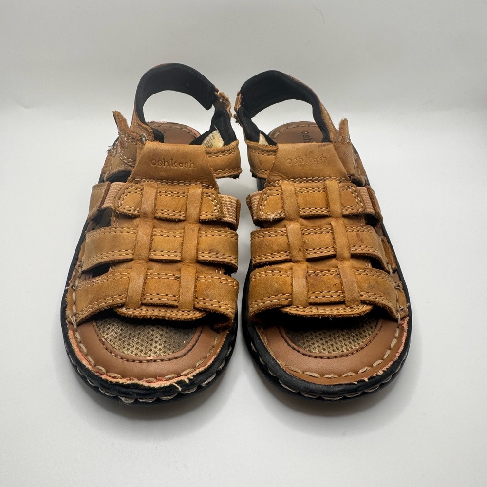OshKosh B'gosh Brown Fisherman Leather Toddler Sandals Size 10